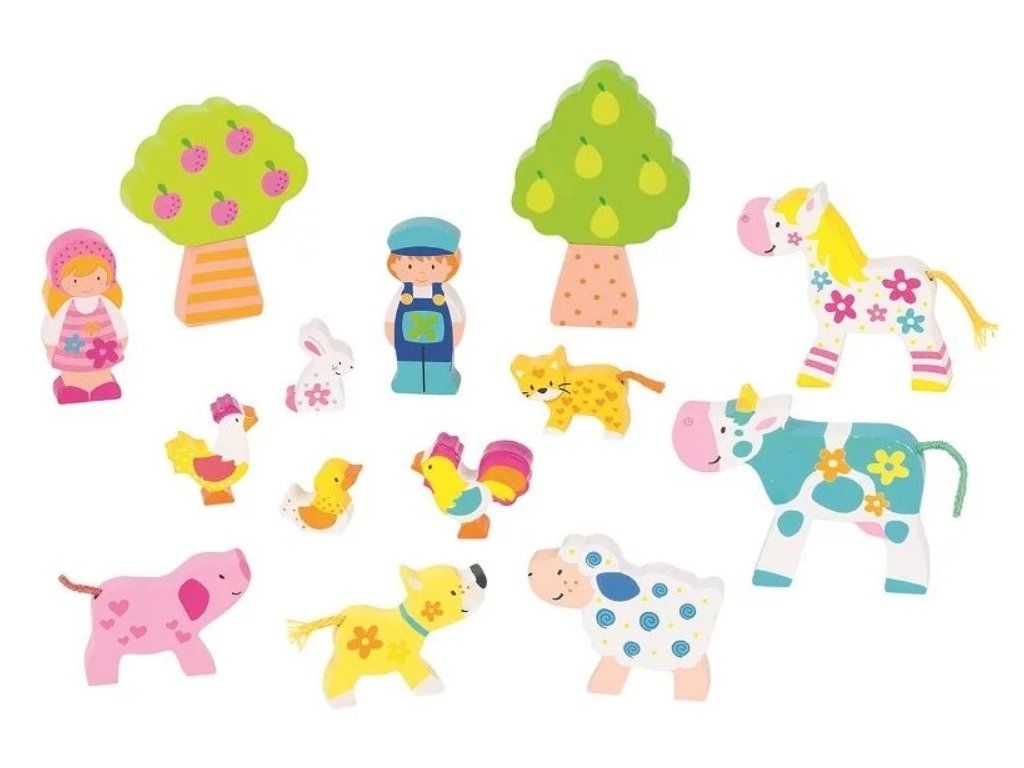 Dřevěné figurky Susibelle -Farma, 14 ks